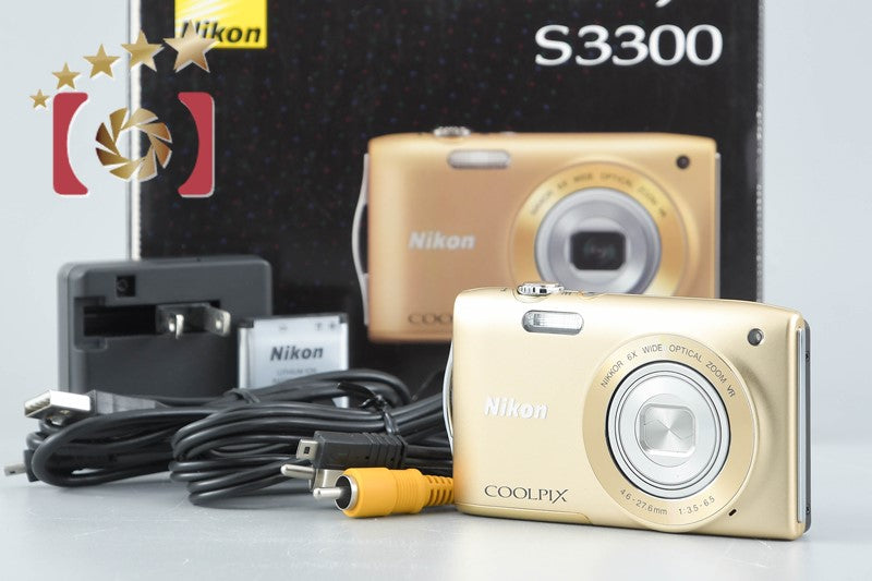 Nikon COOLPIX S3300 Sweet Gold 16.0 MP Digital Camera w/ Box
