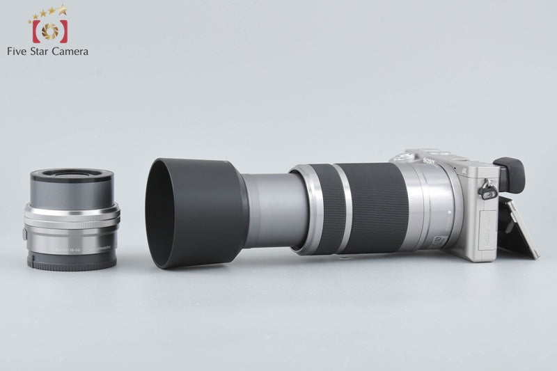 Sony α6000 ILCE-6000 Silver 24.3MP 16-50 55-210 Lenses [Multiple Languages]