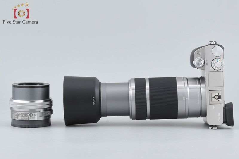 Sony α6000 ILCE-6000 Silver 24.3MP 16-50 55-210 Lenses [Multiple Languages]