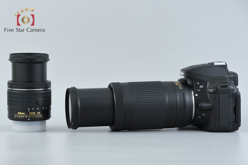 Nikon D5300 Black 24.2 MP DSLR Camera AF-P 18-55 70-300 VR Lenses w/ Box