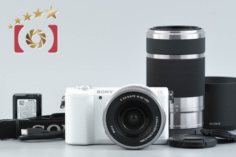 Sony α5100 ILCE-5100 White 24.3 MP 16-50 55-210 Lenses [Multiple Languages]