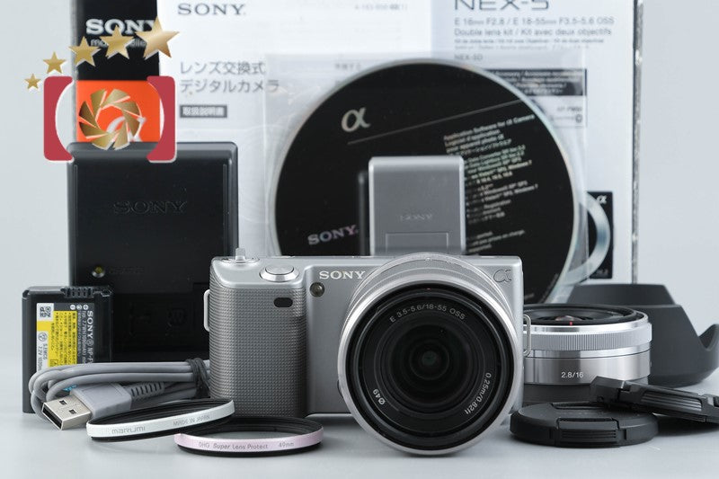 Sony α NEX-5 Silver 16.1 MP 16 18-55 Lenses w/ Box [Japanese Language Only]