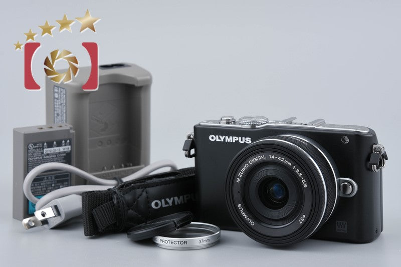 "Shutter count 2,479" Olympus PEN Lite E-PL3 Black 12.3 MP 14-42 EZ Lens