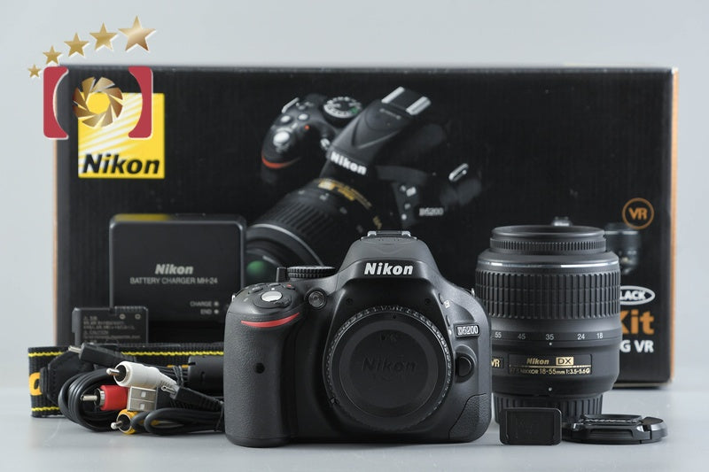 "Shutter count 2,249" Nikon D5200 Black 24.1 MP DSLR 18-55 VR Lens w/ Box