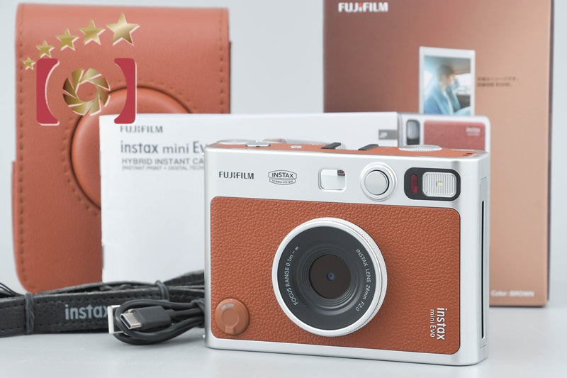 Fujifilm Instax Mini Evo Brown Hybrid Instant Film Camera w/ Box