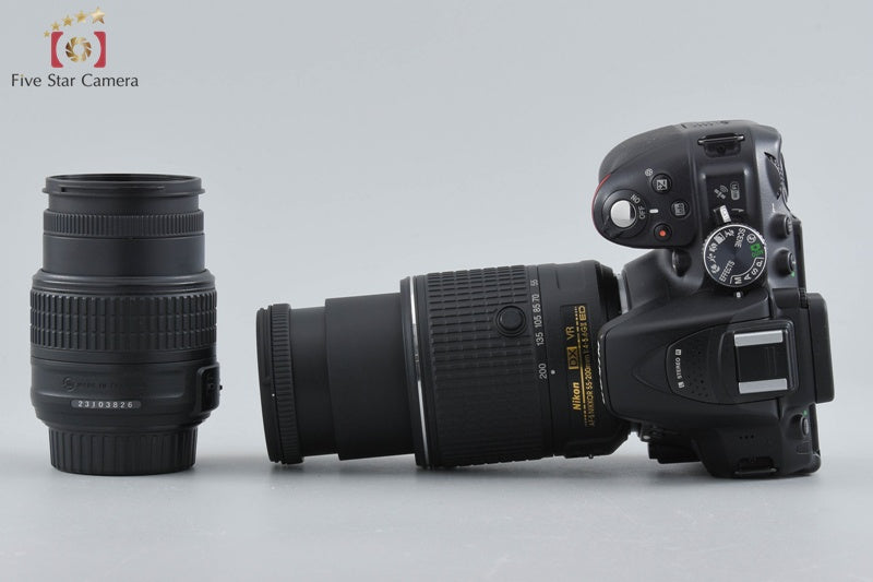 Nikon D5300 Black 24.2 MP DSLR Camera 18-55 55-200 VR II Lenses