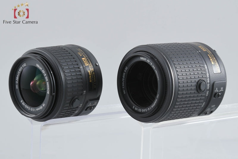 Nikon D5300 Black 24.2 MP DSLR Camera 18-55 55-200 VR II Lenses