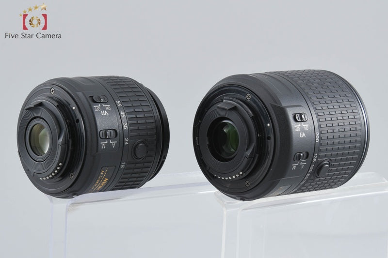 Nikon D5300 Black 24.2 MP DSLR Camera 18-55 55-200 VR II Lenses