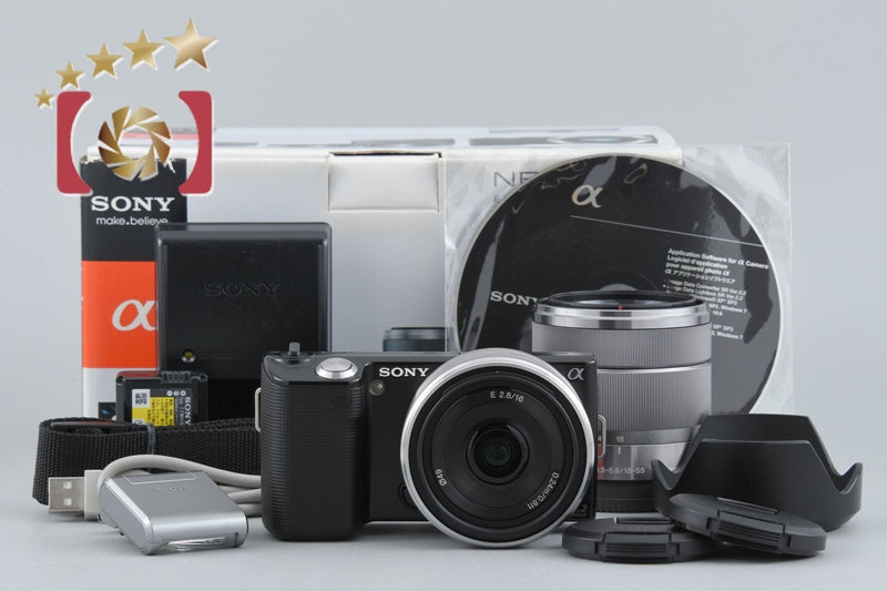 Sony α NEX-5 Black 16.1 MP 16 18-55 Lenses w/ Box [Japanese Language Only]