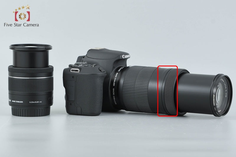 Count 4,861" Canon EOS Kiss X9 / Rebel SL2 / 200D Black 24.2MP 18-55 55-250 Lens