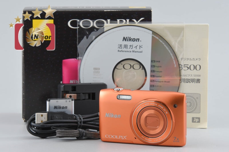 Nikon COOLPIX S3500 Apricot Orange 20.0 MP Digital Camera w/ Box