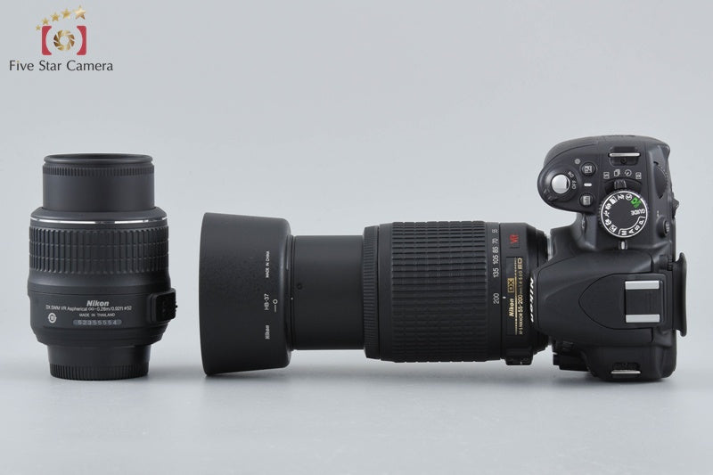 Count 926 Nikon D3100 Black 14.2 MP Digital SLR Camera 18-55 55-200 Lenses