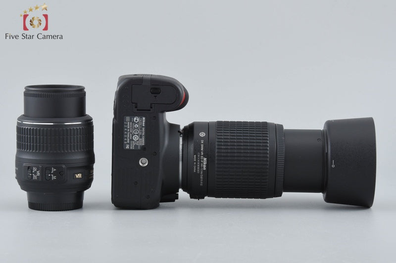 Count 926 Nikon D3100 Black 14.2 MP Digital SLR Camera 18-55 55-200 Lenses