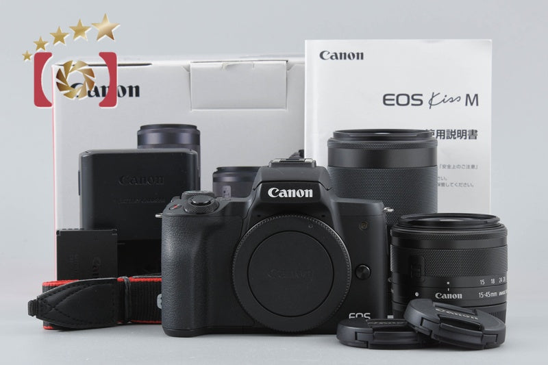 "Count 4,000" Canon EOS Kiss M / M50 Black 24.0 MP 15-45 55-200 IS STM Lenses