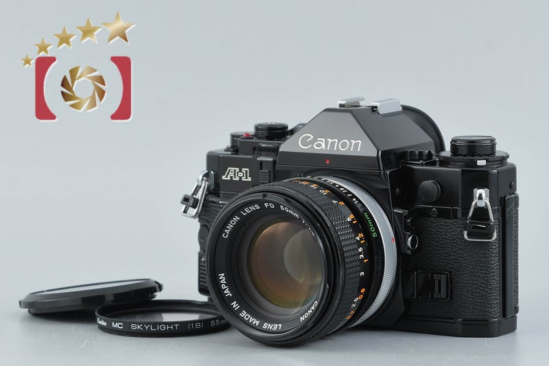 Canon A-1 Black 35mm SLR Film Camera + FD 50mm f/1.4 S.S.C.