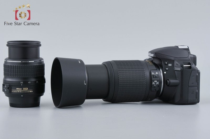 Nikon D3300 Black 24.2 MP DSLR 18-55 55-200 Lenses