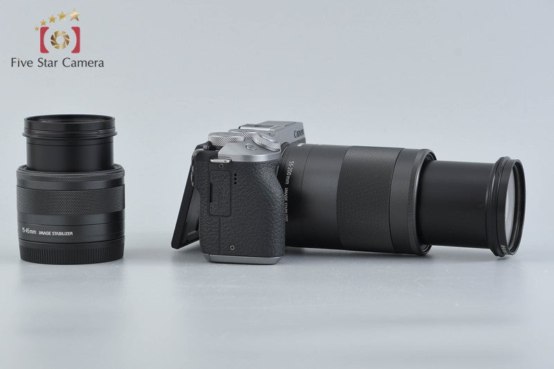 Canon EOS M6 Mark II Silver 32.5MP Digital Mirrorless Camera 15-45 55-200 Lenses