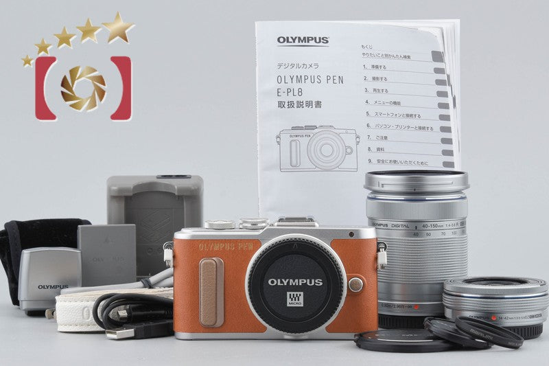 Count 427 Olympus PEN E-PL8 Brown 16.0 MP Mirrorless Camera 14-42 40-150 Lens