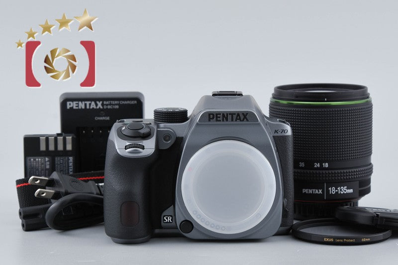 Count 1,942 PENTAX K-70 Silky Silver 24.0 MP DSLR Camera 18-135 WR Lens