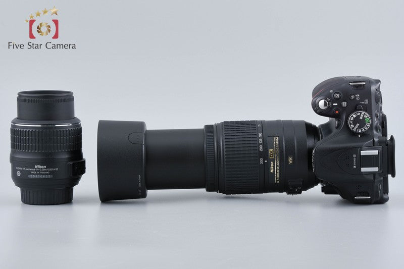 Nikon D5200 Black 24.1 MP Digital SLR Camera 18-55 55-300 Lenses