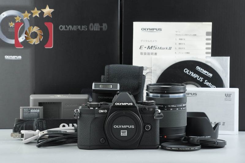 "Count 4,062" Olympus OM-D E-M5 Mark II Black 16.0 MP 14-150 II Lens w/ Box