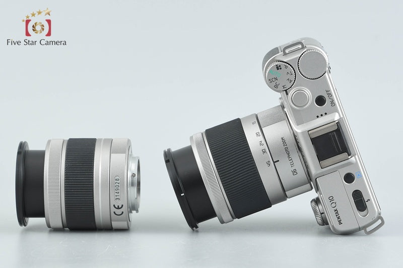 "Count 510" PENTAX Q10 Silver 12.4 MP Digital Camera 5-15 15-45 Lenses w/ Box