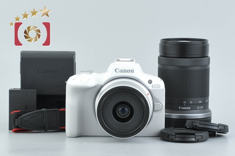 Shutter count 1,000 Canon EOS R50 White 24.2 MP RF-S 18-45 55-210 Lenses