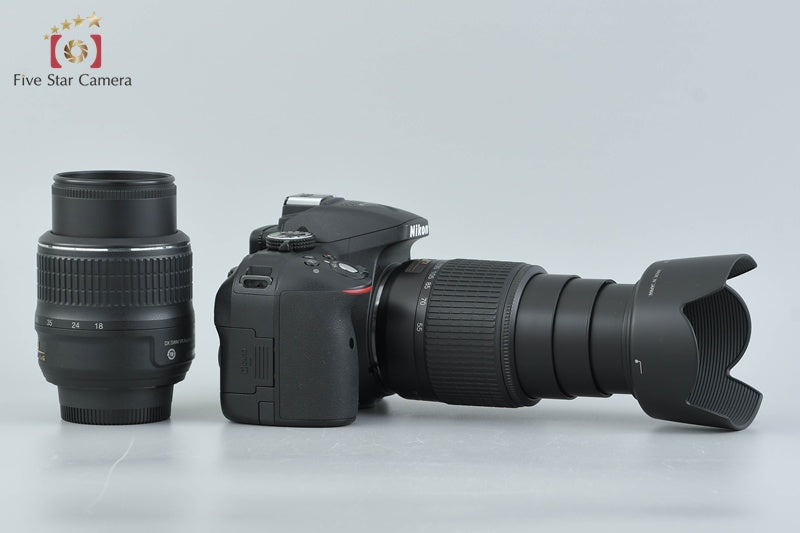 Nikon D5300 Black 24.2 MP DSLR Camera 18-55 55-200 Lenses