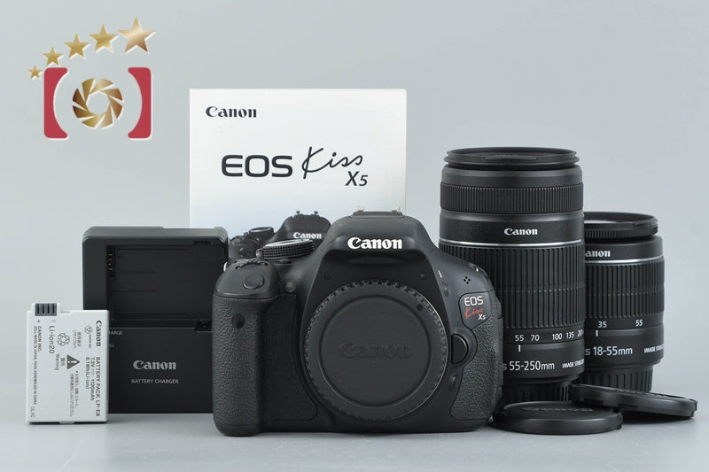 Count 5,121 Canon EOS Kiss X5 / Rebel T3i / 600D 18.0 MP 18-55 55-250 Lenses