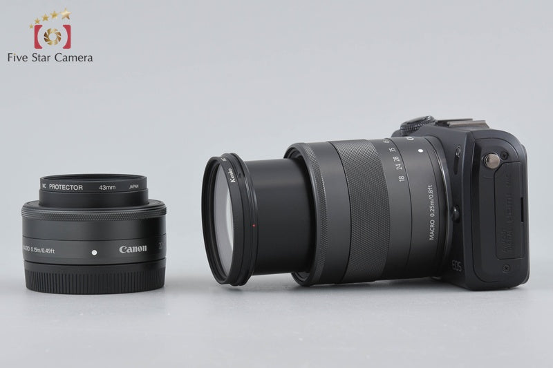 Canon EOS M Black 18.0 MP Mirrorless Camera 18-55 22 Lenses