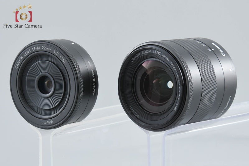 Canon EOS M Black 18.0 MP Mirrorless Camera 18-55 22 Lenses