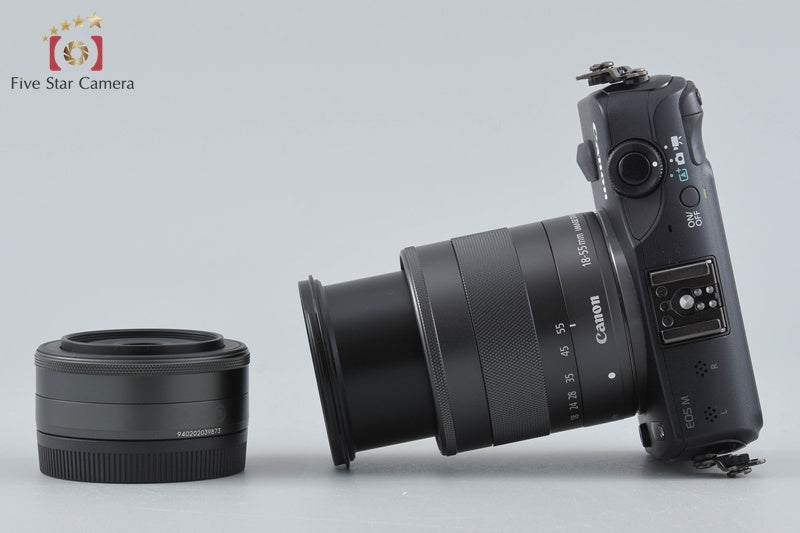 Canon EOS M Black 18.0 MP Mirrorless Camera 18-55 22 Lenses