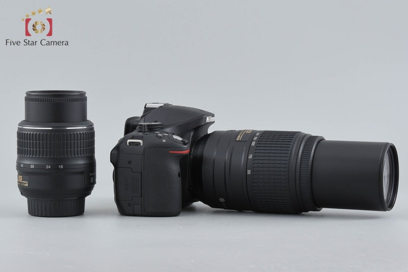 "Count 284" Nikon D5200 Black 24.1 MP Digital SLR Camera 18-55 55-300 Lenses