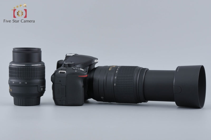 "Count 5,638" Nikon D5200 Black 24.1 MP Digital SLR Camera 18-55 55-300 Lenses