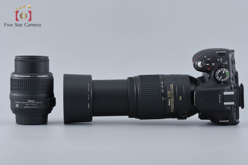 "Count 5,638" Nikon D5200 Black 24.1 MP Digital SLR Camera 18-55 55-300 Lenses