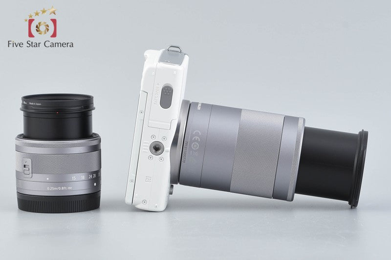 Canon EOS M100 White 24.2 MP Digital Camera EF-M 15-45 55-200 Lenses