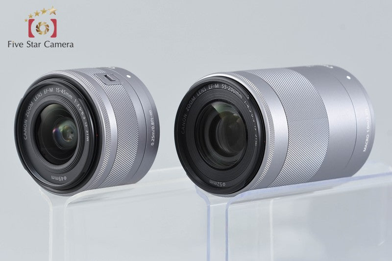 Canon EOS M100 White 24.2 MP Digital Camera EF-M 15-45 55-200 Lenses