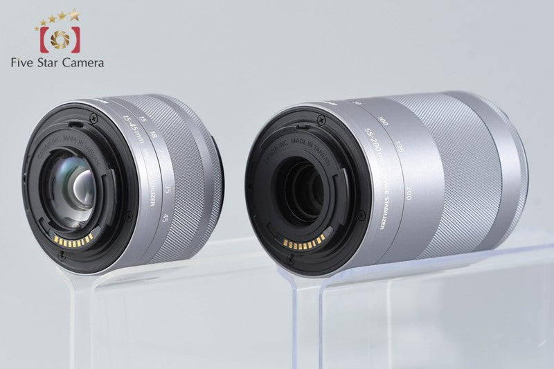 Canon EOS M100 White 24.2 MP Digital Camera EF-M 15-45 55-200 Lenses