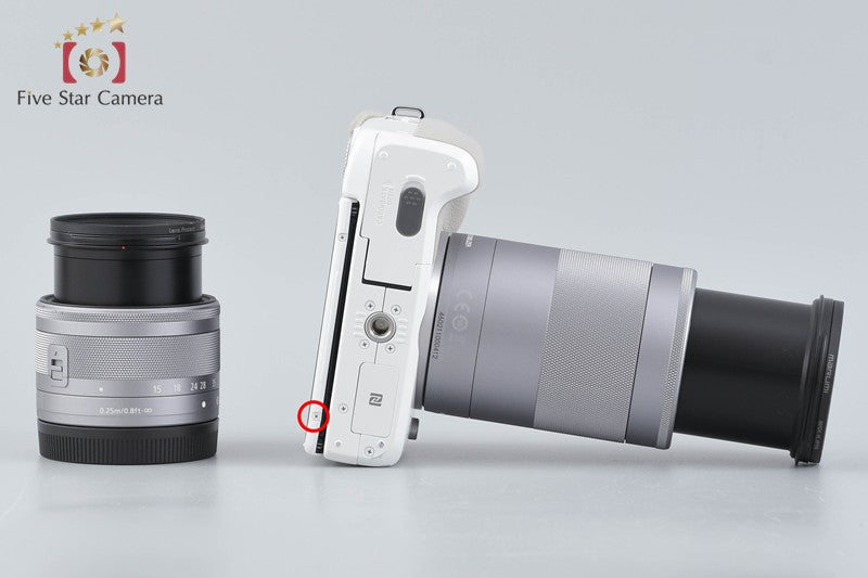 Canon EOS M3 White 24.2 MP Digital Camera EF-M 15-45 55-200 Lenses