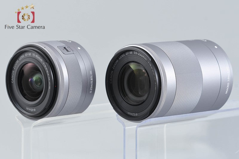 Canon EOS M3 White 24.2 MP Digital Camera EF-M 15-45 55-200 Lenses