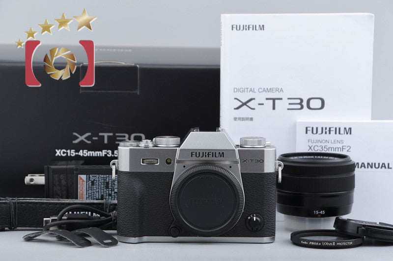 Fujifilm X-T30 Silver 26.1 MP Digital Camera 15-45 Lens w/ Box