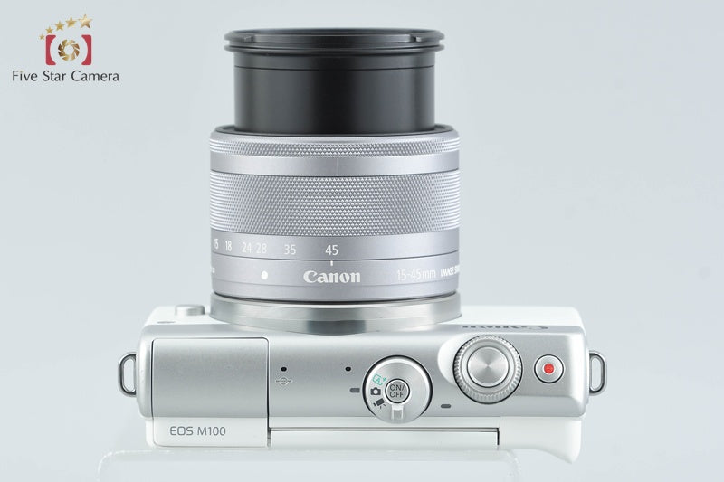 Canon EOS M100 White 24.2 MP Digital Camera EF-M 15-45 IS STM Lens
