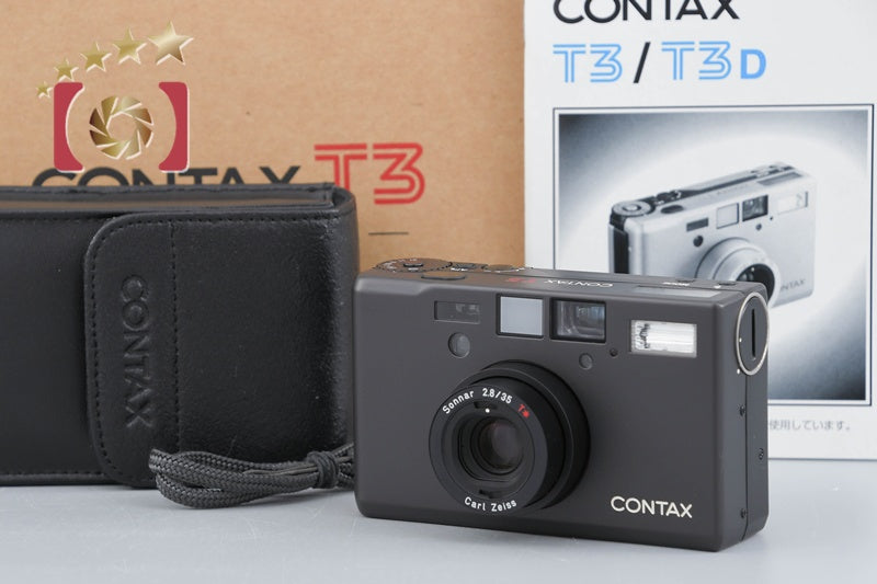 CONTAX T3 Titanium Black Single Teeth 35mm Point & Shoot Film Camera + Data Back