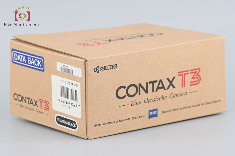 CONTAX T3 Titanium Black Single Teeth 35mm Point & Shoot Film Camera + Data Back