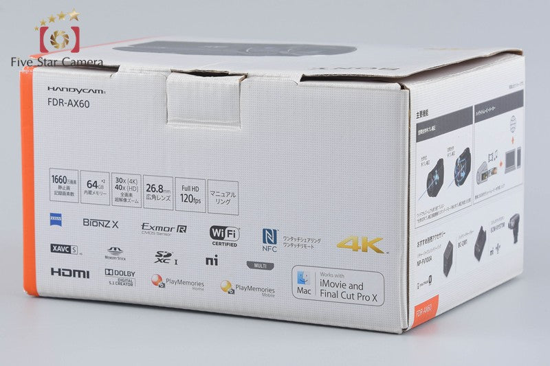 SONY HANDYCAM FDR-AX60 4K Digital Camcorder w/ Box [Japanese Language Only]