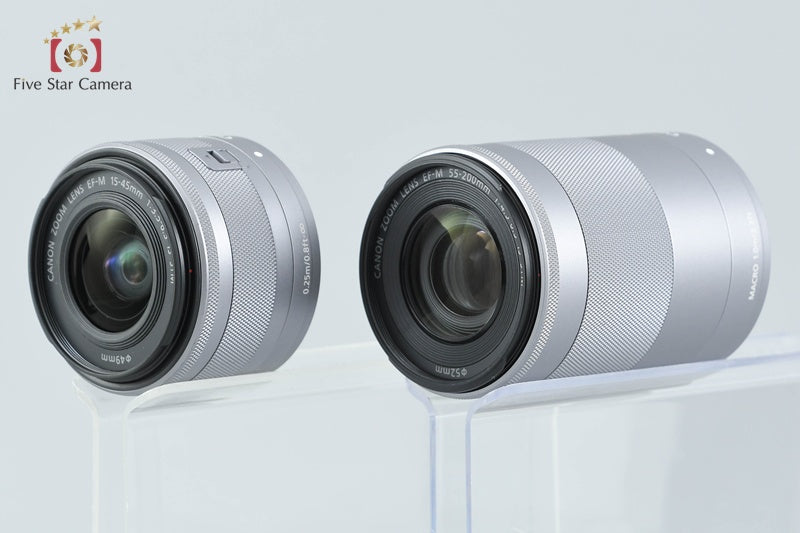 Canon EOS M100 Gray 24.2 MP Digital Camera EF-M 15-45 55-200 Lenses