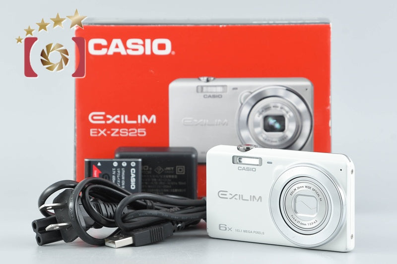 Casio EXILIM EX-ZS25 White 16.1 MP Digital Camera w/ Box