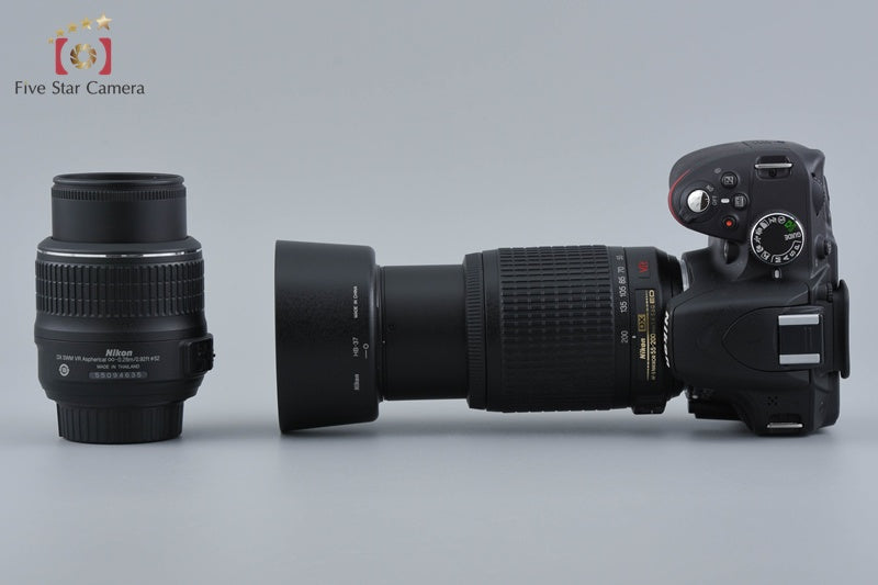 Nikon D3200 Black 24.2 MP DSLR 18-55 55-200 VR Lenses