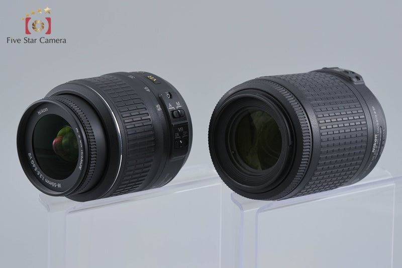 Nikon D3200 Black 24.2 MP DSLR 18-55 55-200 VR Lenses