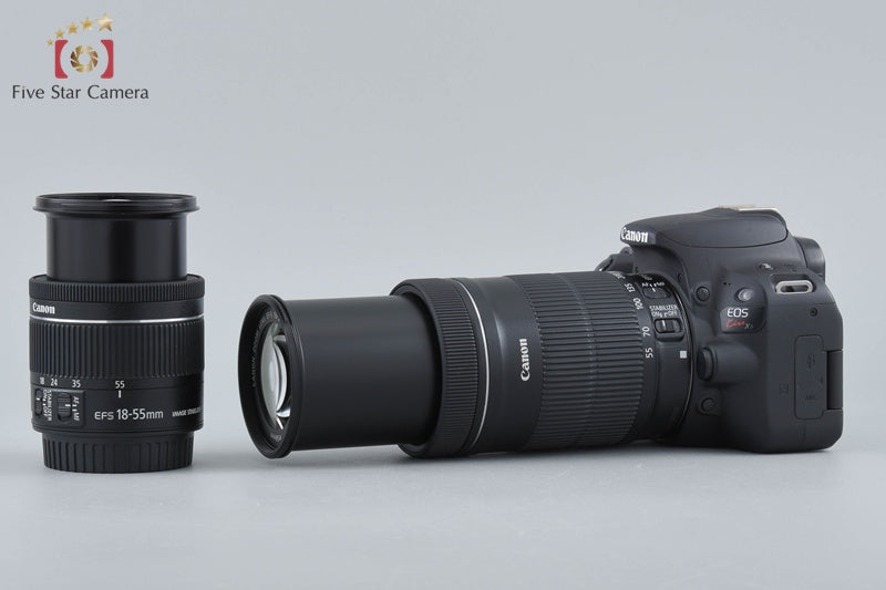 Canon EOS Kiss X9 / Rebel SL2 / 200D Black 24.2 MP 18-55 55-250 Lenses w/ Box